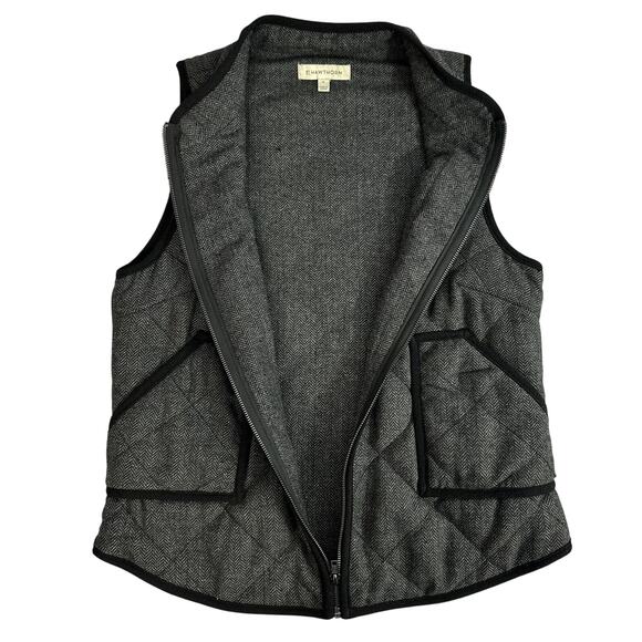 41 Hawthorn Womens Medium Vest Woven Quilted Zip Gray Pockets Sleeveless - Picture 9 of 9